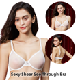 thumbnail image 3 of Women See-Through Lace Soft Transparent Everyday Bra, 3 of 7