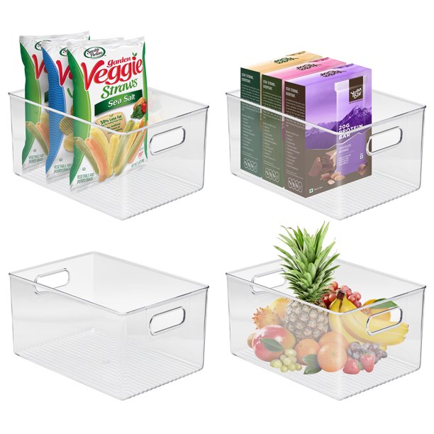 Clear Plastic Storage Bins with Handles (4Pack)