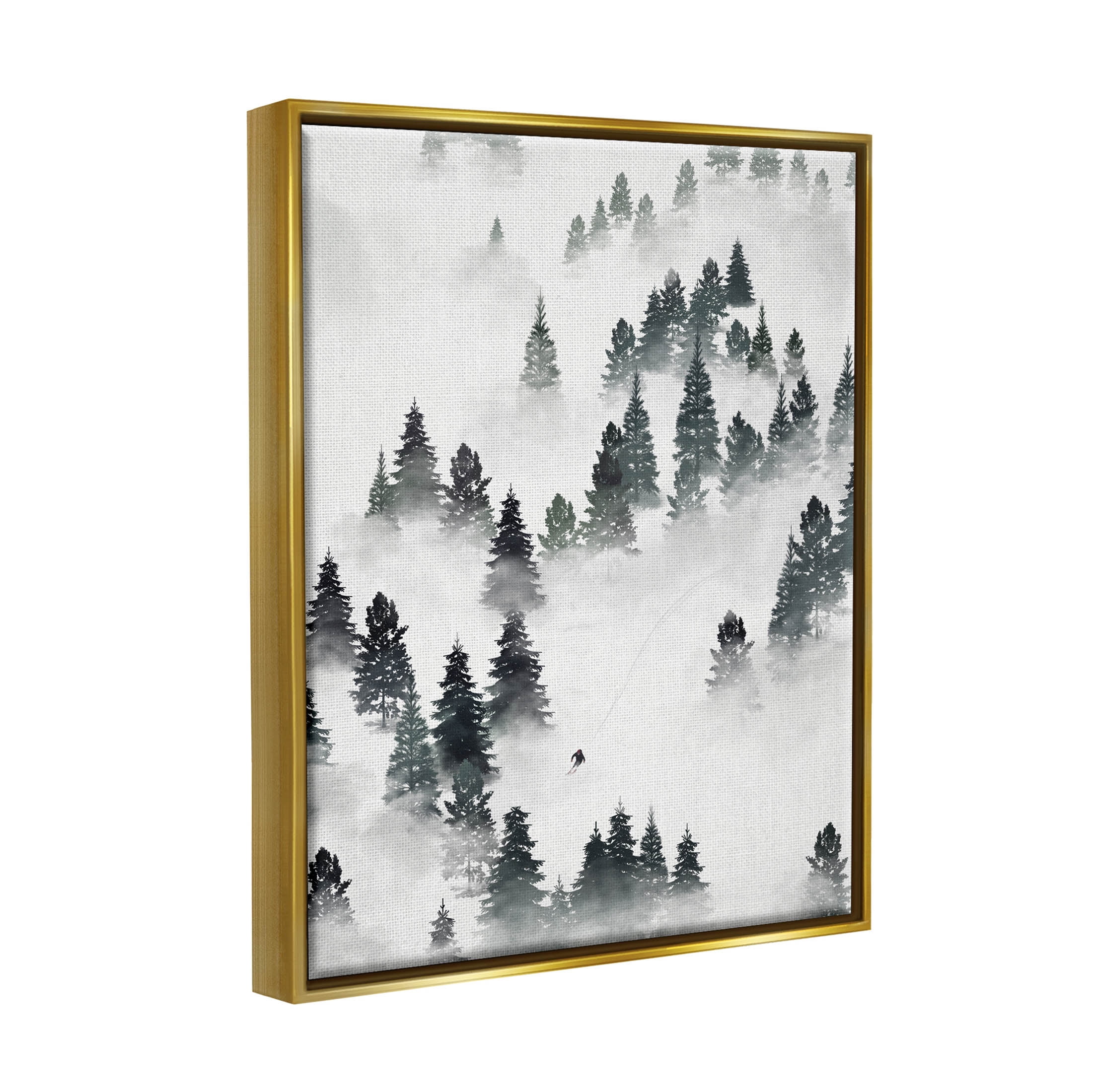 Stupell Industries Skiing Winter Snow Slopes Graphic Art Metallic Gold Floating Framed Canvas Print Wall Art, Design by Ziwei Li