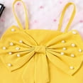 thumbnail image 5 of Coming Home Outfit Girl Solid Color Suspender Sleeveless Knot Bow Shirt Stretch Lace Shorts 2Pcs Cotton Toddler Girls Clothes Yellow 5 Years-6 Years, 5 of 7