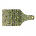thumbnail image 1 of Tropical Cutting Board, Exotic Toned Flourishing Lily Blossoms with Stem Bars Caribbean Pattern, Tempered Glass Cutting and Serving Board, Wine Bottle Shape, Yellow Dimgray Black, by Ambesonne, 1 of 1