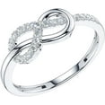 thumbnail image 2 of Solid 14k White Gold Intertwined Tie The Infinity Love Knot Simulated Diamond Petite Ring Promise Ring, 2 of 3