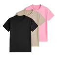 thumbnail image 2 of Pack 3 Playeras Deportivas Mujer Cuello Redondo,Black Khaki Pink,XL, 2 of 7