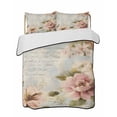 thumbnail image 2 of Farmhouse Pink Floral Full Size Down Alternative Comforter, Lightweight Comforter Quilt Bedding Set with Pillow Shams Spring Vintage Botanical Flowers All Seasons Bed Comforter Duvet Insert 78"x90", 2 of 7
