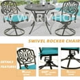 thumbnail image 4 of 9-Piece Patio Dining Set for 8, All Weather Cast Aluminum Outdoor Funiture Table and Chairs Set - 94.5" Rectangular Table and 8 Cushioned Swivel Rocker Chairs, Umbrella Hole, Ocean Blue, 4 of 7