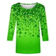thumbnail image 5 of St. Patrick's Day T-Shirt for Women Four Leaf Clover Tree Graphic Crewneck Three Quarter Sleeve Loose Fit Festive Holiday Tee, 5 of 5
