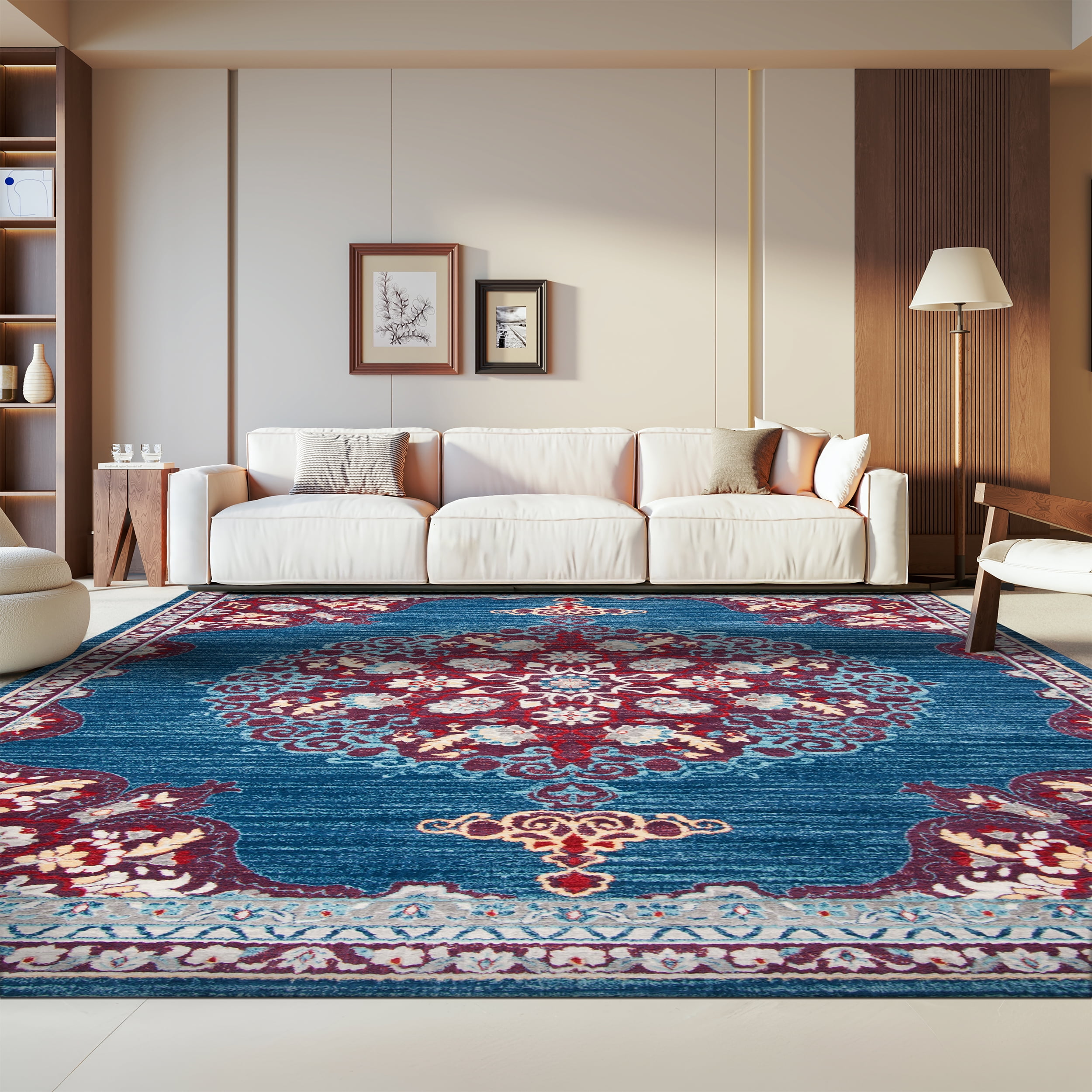 SAFAVIEH Brentwood Cahal Oriental Area Rug, Navy/Burgundy, 5' x 5' Square