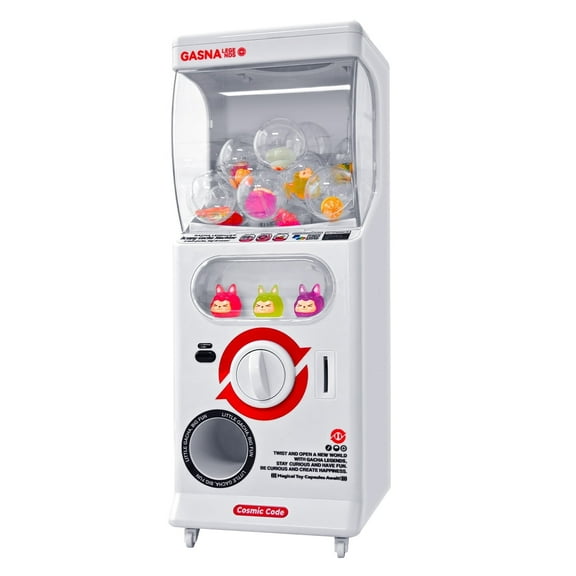 QCWQMYL Capsule Vend Machine Mini Toys for Kids & Adults Family Room 25 Cent Gumball Machine Plastic