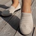 thumbnail image 5 of Hinvhai Women's Casual Slip On Flat Shoes Knit Round Toe Comfortable Walking Ballet for Summer Outfits with Low Heel Beige 6.5(38), 5 of 6