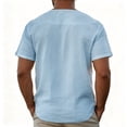 thumbnail image 3 of Men's Summer Solid Color Henley Neck Short Sleeve Shirt Casual Lightweight Breathable Button Placket Tops Loose Fit Comfortable Blouse, 3 of 3