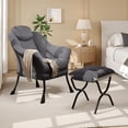 thumbnail image 2 of Dark gris lazy reading chair con ottoman, armrests, y a side pocket - ideal para para small spaces, 2 of 8