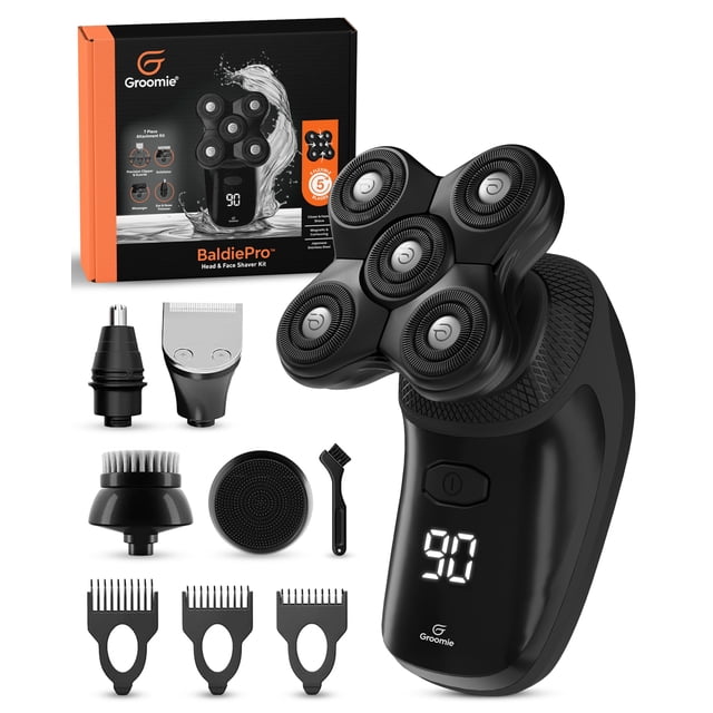 GROOMIE BaldiePro - Afeitadoras inalámbricas para hombres calvos - Afeitadora de cabeza cómoda - Cuidado de la cabeza calva para hombres - Afeitadora de palma fácil de usar para un afeitado calvo suav