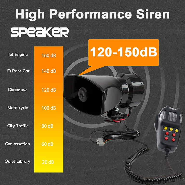 12v 100w laut 6 Töne 120-150db Schwarz Air Horn Sirene Lautsprecher für  Auto Auto Boot Megaphon mit Mikrofon Lautsprecher Lautsprecher Sirene