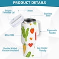 thumbnail image 2 of Yayeee 30oz Stainless Steel Tumbler with Straw and Handle Double-Wall Insulated Travel Water Bottle, White Vegetables Pattern, 2 of 8