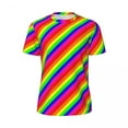 thumbnail image 4 of T Shirt For Men Rainbow Striped Colorful Lines Print Harajuku Gym T-Shirts Short Sleeve Quick-drying, 4 of 7