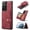 Red, variant on For Samsung Galaxy S21 Ultra 5G JEEHOOD Retro Magnetic Detachable Protective Case with Wallet & &