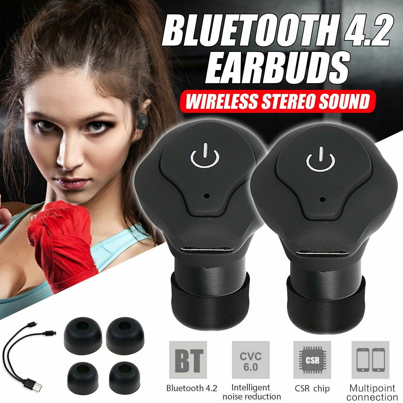 Wireless Earbuds, Bluetooth Wireless Headphones inEar HiFi Stereo