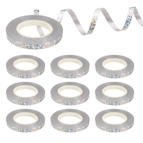 Uxcell 1/5" Wide 11yard Crimped Curling Ribbons, 10 Rolls Shiny Balloon String, Silver