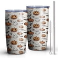 thumbnail image 2 of 20oz Tumblers Halloween Pumpkins Ghosts and Bats Stainless Steel Vacuum Insulated Double Wall Travel Tumbler Cups Mug with Lid and Straw,Cleaning Brush for Cold & Hot Drinks, 2 of 7