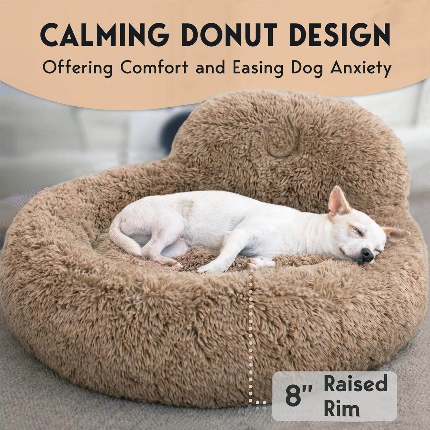 XL Dog Beds for Large Sized Dog - 45'' Extra Large Dog Bed, Washable Dog Bed - Anti-Slip Super Soft Round Donut Bed, Fluffy Faux Fur Anti-Anxiety Premium Comfort Pet Bed, Fits Dogs upto 120lbs
