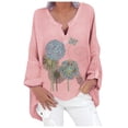 thumbnail image 3 of Uhndy Women's Plus Size Casual Shirts V Neck Long Sleeve Floral Print Summer Autumn Loose Shirt Tops, Women's Loose Tops, 3 of 5