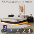 thumbnail image 5 of ASTUVIA 4-Piece Bedroom Set for Adult, Fluted King Floating LED Bed Frame with 2 Nightstands and Fluted 9 Drawer Dressers,Black, 5 of 10