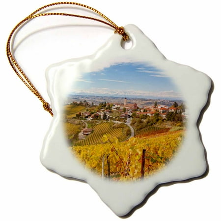 Martha's Vineyard Christmas Ornaments 3dRose Vineyards, Treiso, Alba, Langhe, Piedmont, Italy - Snowflake Ornament, 3-inch ()