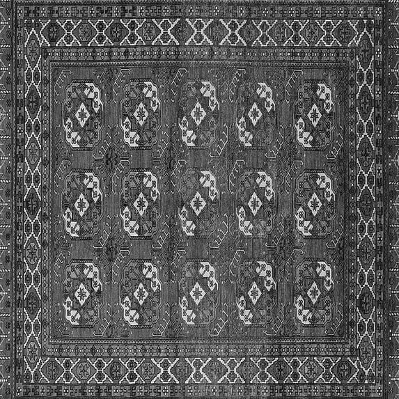 Ahgly Company Indoor Square Oriental Gray Industrial Area Rugs, 3' Square