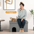 thumbnail image 4 of WoofPaw Cat Litter Box Enclosure, Hidden Litter Box Furniture Ottoman with Urine Proof Litter Mat, Flip-up Lid, Dog Proof Cat Washroom Bench Storage Cabinet, Cat Box Enclosure (Grey), 4 of 9