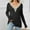 Black, variant on Lilgiuy Women's Winter Casual Solid Color V-neck Long-sleeved Knitted Strip Loose Sweater Top for Party Club Birthday