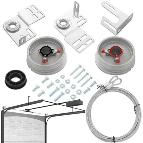 Garage Door Torsion Spring Kit for 7 Feet High Garage Doors Includes Cable Rollers, Cables, Brackets and Hardware Compatibility for Most Residential Use Universal