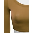 thumbnail image 4 of Doublju Women's Round Neck Slim Fit Long Sleeve Crop Tops (Female Plus Size Available), 4 of 4