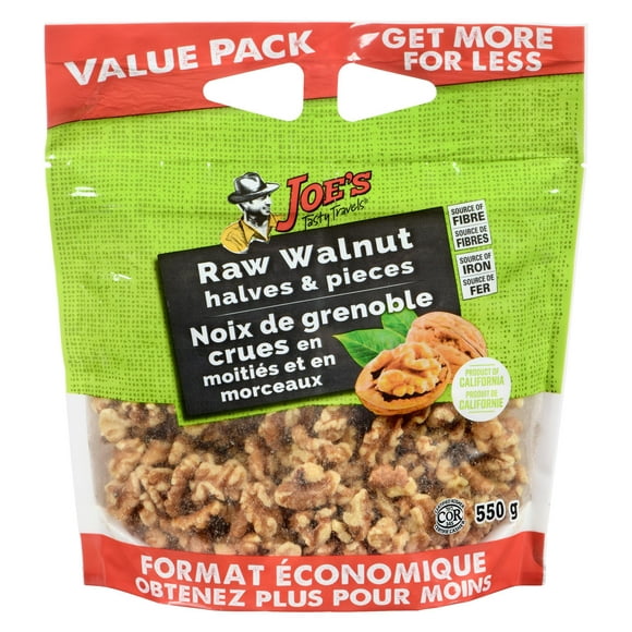 Joe's Tasty Travels Value Pack  Walnut 1/2's & Pieces 550g, JTT VP Walnut 1/2's & Pieces 550g