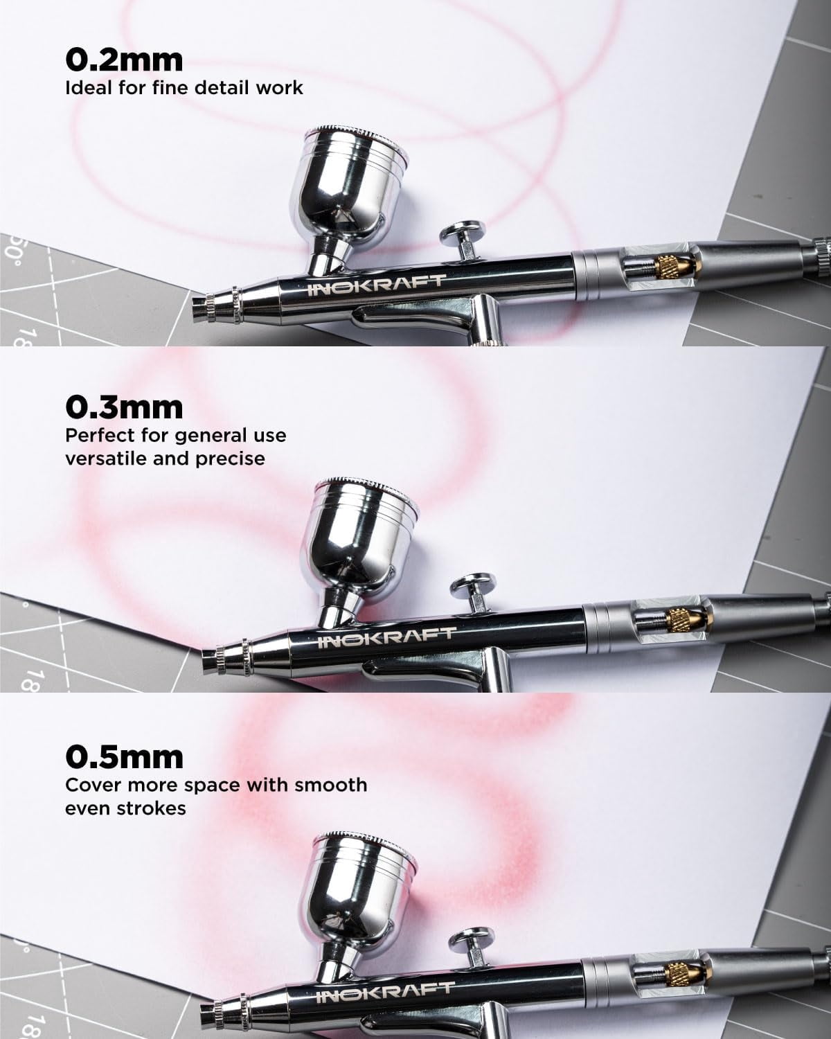 InoKraft Airbrush Tool Set with Trigger Gun, Siphon Feed, 4-Piece Set