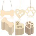 thumbnail image 1 of 1 Set Diy Wooden Chips Bone Claw Heart Style Wooden Chip Wood Cutouts Party Supplies with Rope, 1 of 4