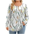 thumbnail image 3 of Cutuoiiu Plus Size Tops for Women Daily Printed Crewneck Long Sleeve Shirts Gifts, 3 of 6