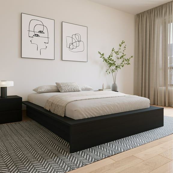 Nexera James Queen Size Platform Bed Frame, Black
