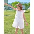 thumbnail image 3 of Oudiya Girls Summer White Dress Flared Sleeve Swiss Dots Party Pleated Dress for Kids 4-12Y, 3 of 8