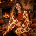 thumbnail image 5 of Soft Flannel Halloween Blanket, 39x27 Inch Lightweight Plush Lap Throw, Vintage Checkered Pumpkin Maple leaves for Autumn Home Decor, 5 of 6