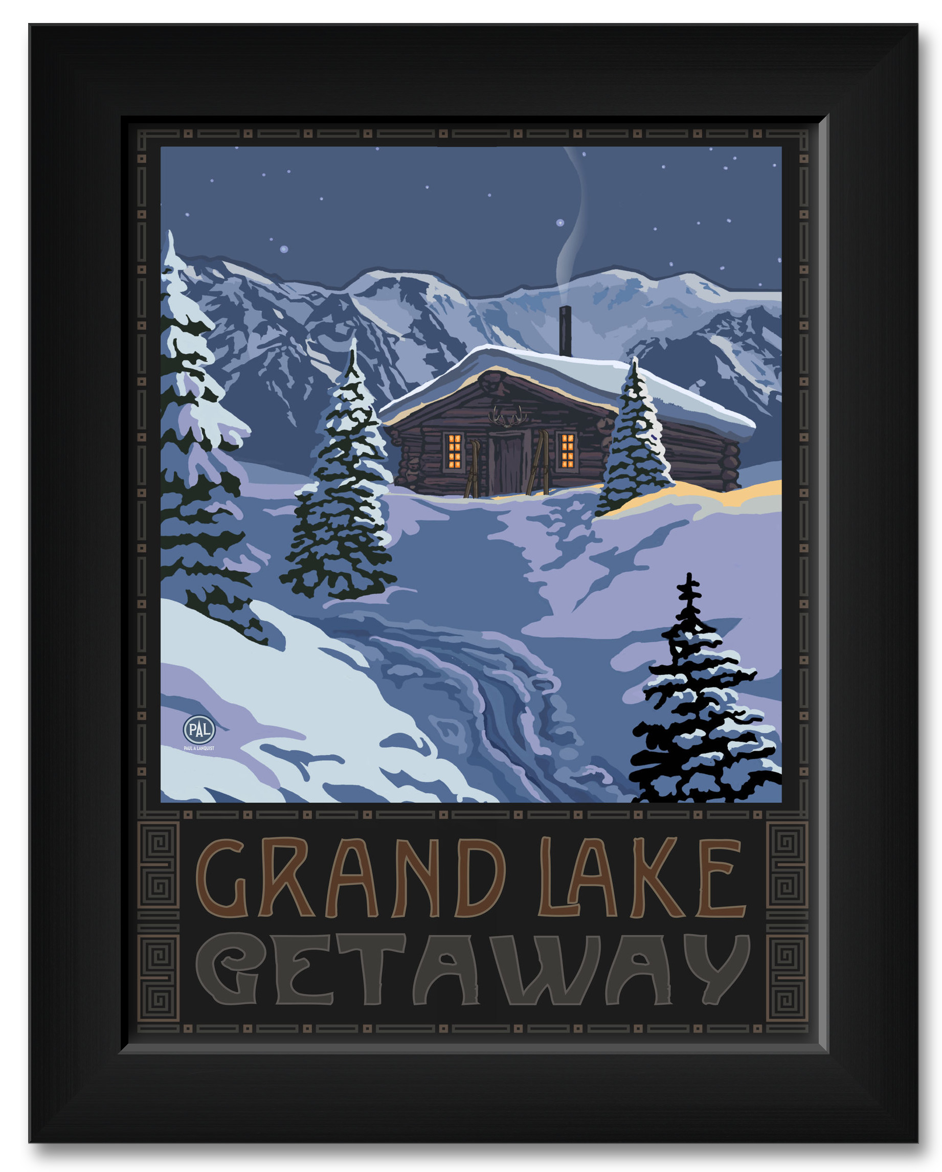 Grand Lake Colorado Getaway Winter Mountain Cabin Framed Art Print by