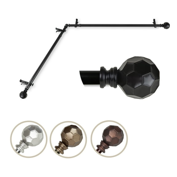Remi Corner Window Single Curtain Rod 13/16" dia. 66-120 inches - Black