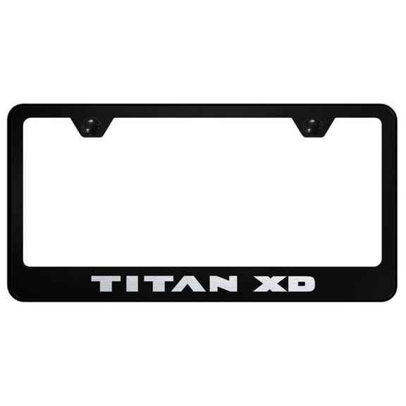 Nissan Titan XD Laser Etched Logo Stainless Steel License Plate Frame (Black)