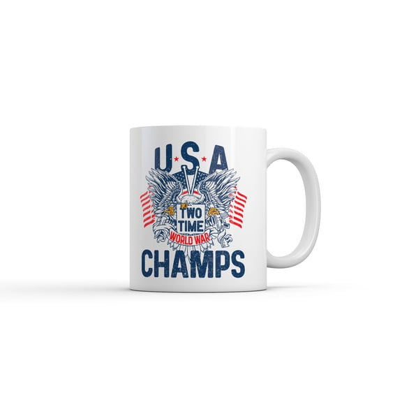 USA Two Time World War Champs Mug Funny Sarcastic Graphic Novelty Coffee Cup