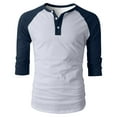 thumbnail image 3 of Summer Spring Henley Shirts for Men Raglan 3/4 Sleeve Jersey Top Baseball T-Shirts Casual Cotton Sport Athletic Tee, 3 of 7