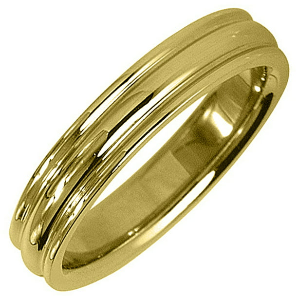 TheJewelryMaster 14K Yellow Gold Mens Wedding Band 4mm