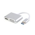 thumbnail image 2 of Adaptador de USB a VGA HD 1080P Adaptador de video USB 3.0 Conversor de video de transmisión rápida con 2 salidas, plateado Vogacara EL000463-02B, 2 of 2