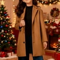 thumbnail image 5 of SuTry Girls Solid Color Long Wool Coat Lapel Button Outerwear with Pockets Fall Winter Vacation Casual Wear for Kids 5-14 Years(Coffee,9 Years), 5 of 9