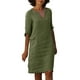 thumbnail image 1 of Mini vestido estampado con cuello en V y manga media para mujer - Algodón/lino, estilo informal/vacacional, primavera/otoño, lavado a mano/a máquina con programa delicado, tallas asiáticas reales, 1 of 8