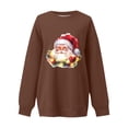 thumbnail image 6 of Feancey Womens Oversized Christmas Sweatshirt Novelty Santa Claus Graphic Sweatshirts Holiday Casual Long Sleeve Crewneck Pullover Thin Fleece Lined Tops Coffee L, 6 of 6