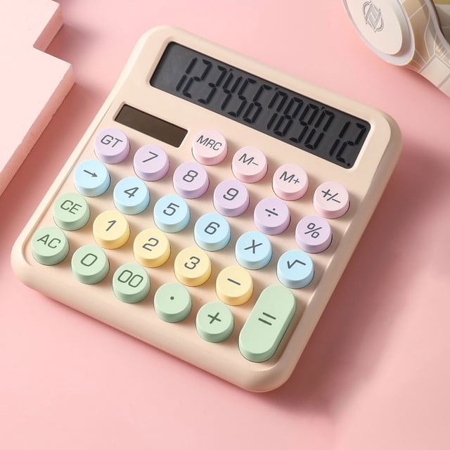 Solar Calculator with Mechanical Keys | 12-Digit Scientific Calculator | Dual Power Solar and Battery | Large Lcd Display for Home, School, and Office Use
